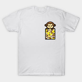 Monkey Pocket Camo Bambu Brand Anime Cartoon T-Shirt